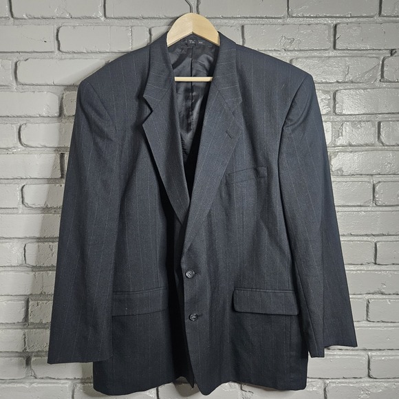 Carlo Pucci Other - Carlo Pucci Couture Men's Wool Suit Jacket Blazer 48L Black Pinstripe